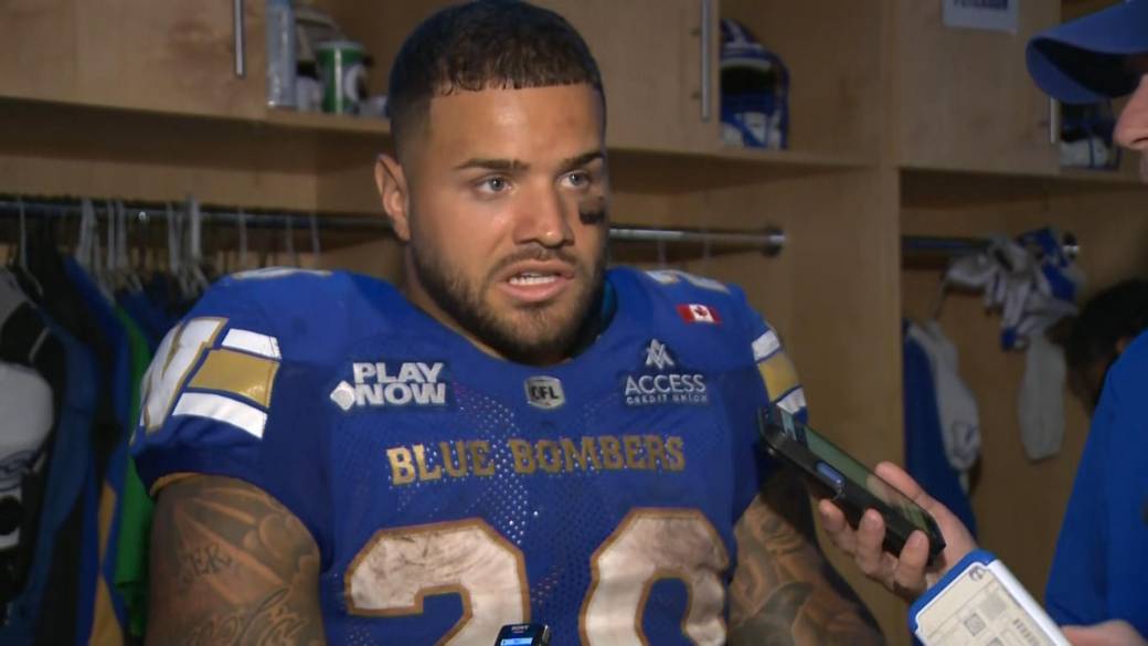 Click to play video: 'RAW: Blue Bombers Brady Oliveira Interview – July 30'