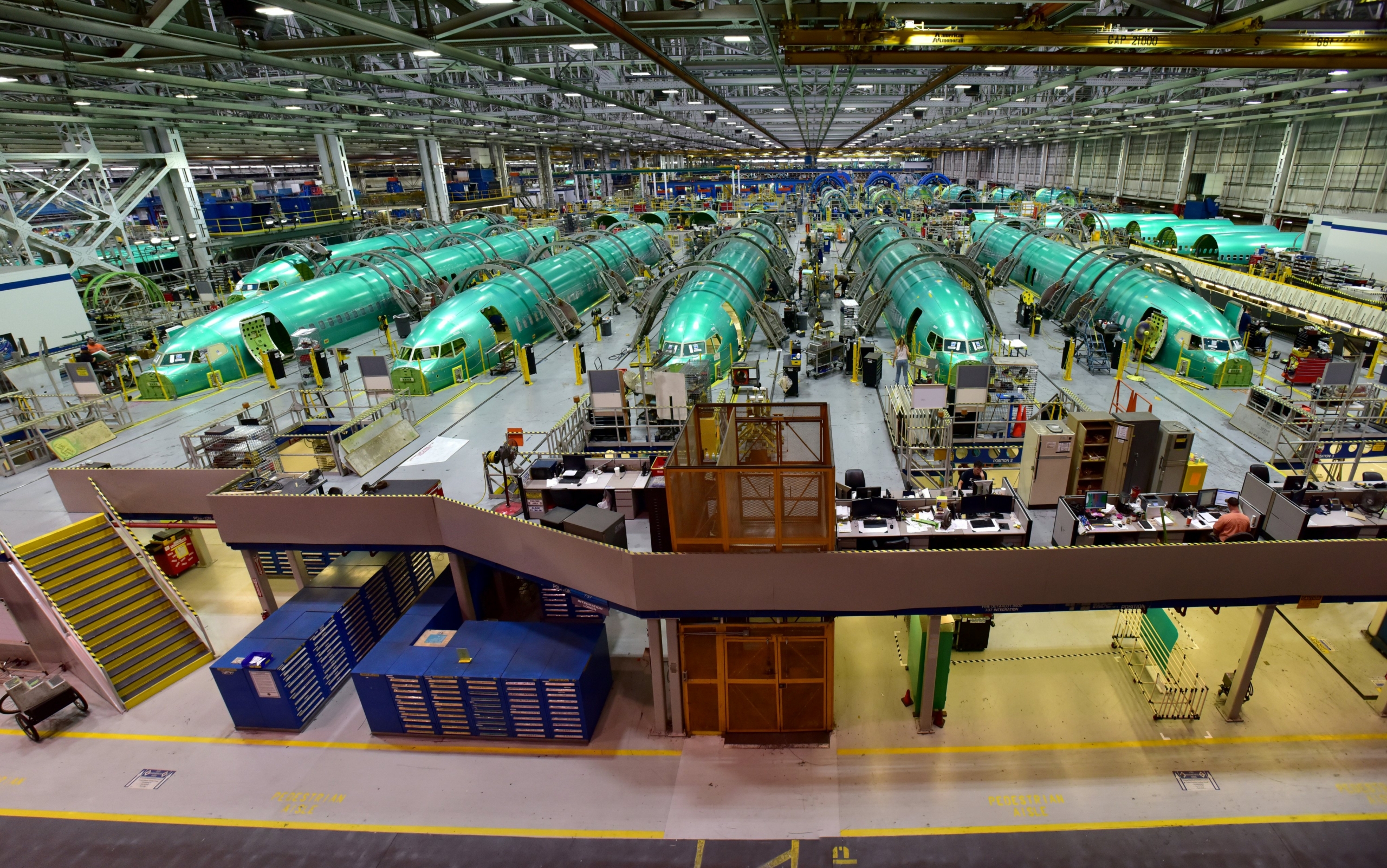 Boeing 737 fuselages in production