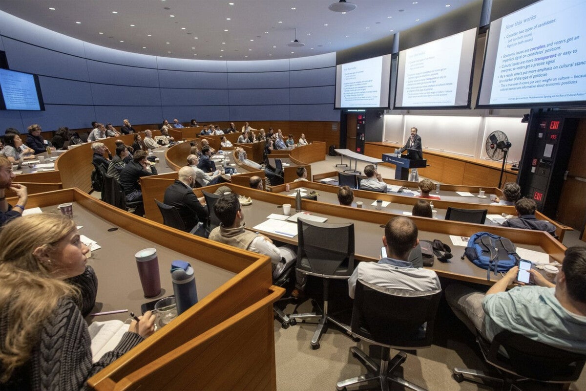 Presentation in an Evans Hall auditorium