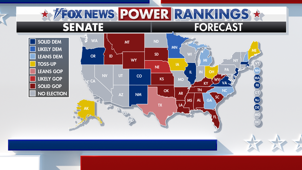 Graphic showing what the Senate forecast for each state