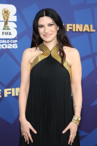 EAST RUTHERFORD, NEW JERSEY - JULY 19: Laura Pausini attends the FIFA Gold Carpet before the FIFA World Cup 2026 Final match between Spain and Argentina at New York New Jersey Stadium on July 19, 2026 in East Rutherford, New Jersey. (Photo by Kevin Mazur/Getty Images for Global Citizen)