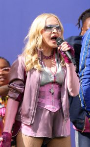 EAST RUTHERFORD, NEW JERSEY - JULY 19: Ronaldinho, Madonna and Ronaldo perform during the Topps Final Halftime Show in the FIFA World Cup 2026 Final match between Spain and Argentina at New York New Jersey Stadium on July 19, 2026 in East Rutherford, New Jersey. (Photo by Michael Regan - FIFA/FIFA via Getty Images)