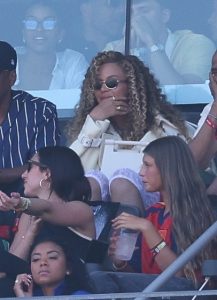 EAST RUTHERFORD, NEW JERSEY - JULY 19: Jay-Z and Beyonce Knowles watch on during the FIFA World Cup 2026 Final match between Spain and Argentina at New York New Jersey Stadium on July 19, 2026 in East Rutherford, New Jersey. (Photo by Alex Livesey - Danehouse/Getty Images)