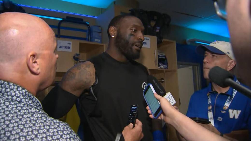 Click to play video: 'RAW: Blue Bombers Willie Jefferson Interview – July 30'