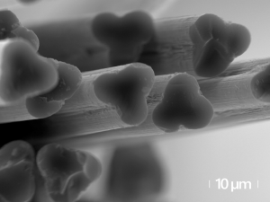 <strong>Three-lobe carbon fiber geometries identified by researchers at Sandia National Laboratories and produced by Oak Ridge National Laboratory, improve carbon fiber performance for cost-driven applications.</strong><strong> </strong>(Photo courtesy of Sandia National Laboratories) Click on thumbnail for a high-resolution image or video explaining the technology.
