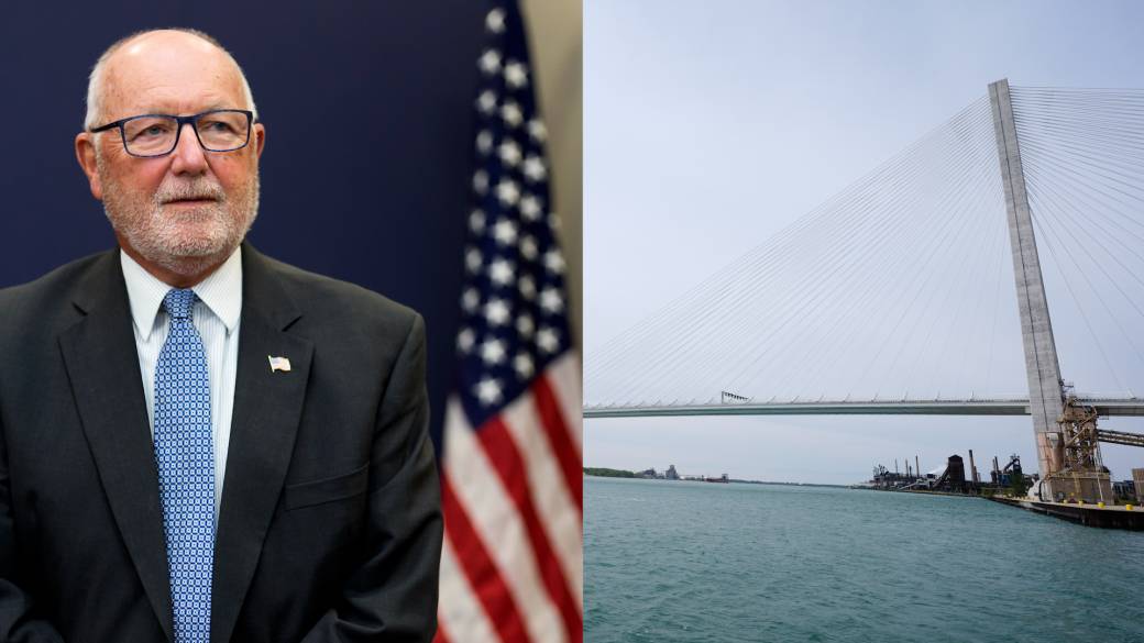 Click to play video: '“Absolutely not”: Hoekstra denies donations are behind postponement of Gordie Howe Bridge'