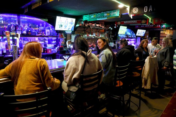 Customers socialize at Danny Murry's Irish Pub in San Leandro, Calif., on Wednesday, Feb. 28, 2024. (Jane Tyska/Bay Area News Group)