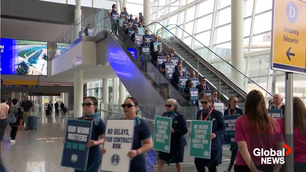 Click to play video: 'WestJet flight attendants vote overwhelmingly for job action, could strike as early as Aug. 2'