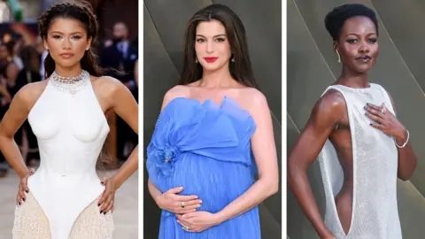 Getty Images A composite image of Zendaya, Anne Hathaway and Lupita Nyong'o at the World premiere of The Odyssey in London.