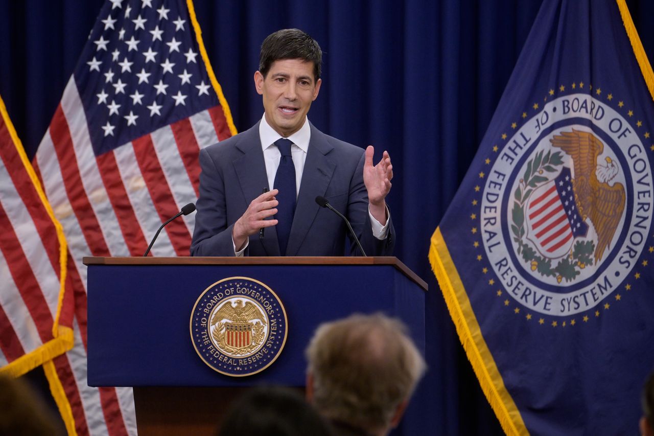 Federal Reserve Chairman Kevin Warsh speaks during a news conference following the Federal Open Market Committee meeting on June 17 in Washington.