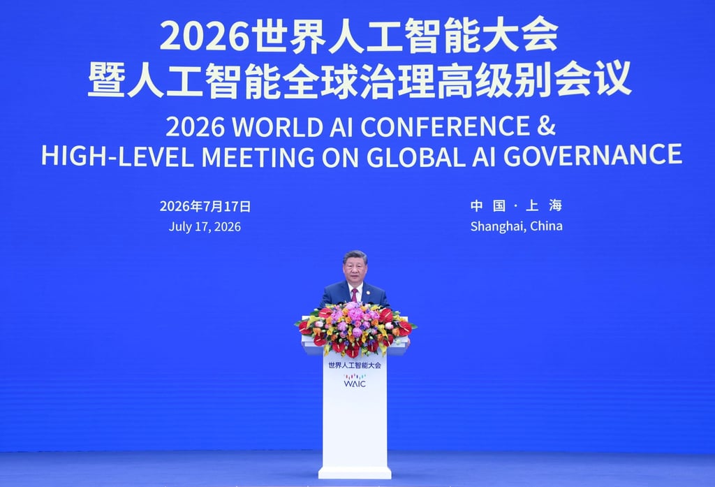 President Xi Jinping delivers a speech at the opening of the 2026 World Artificial Intelligence Conference in Shanghai. Photo: Xinhua