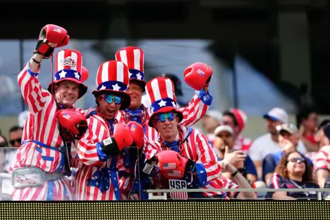 Getty Images Supporters of USA are seen prior to 2026 FIFA World Cup First Stage Group D match between USA and Paraguay at SoFi Stadium (Los Angeles Stadium) in Los Angeles on 12 June 2026. (Photo by Jose Hernandez/Anadolu via Getty Images)