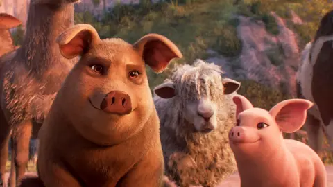 Angel Studios A still from Animal Farm showing two pigs and a sheep