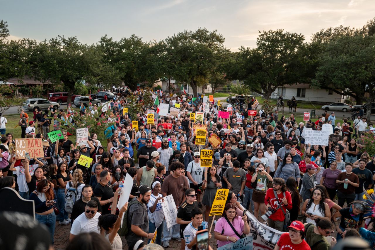 People march to honor Mexican immigrant Lorenzo Salgado Araujo on July 8 in Houston.