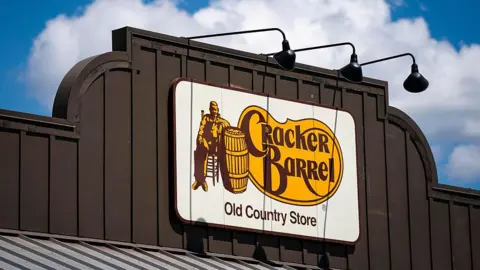 Getty Images A Cracker Barrel restaurant, featuring the company's old logo, in Sterling, Virginia.
