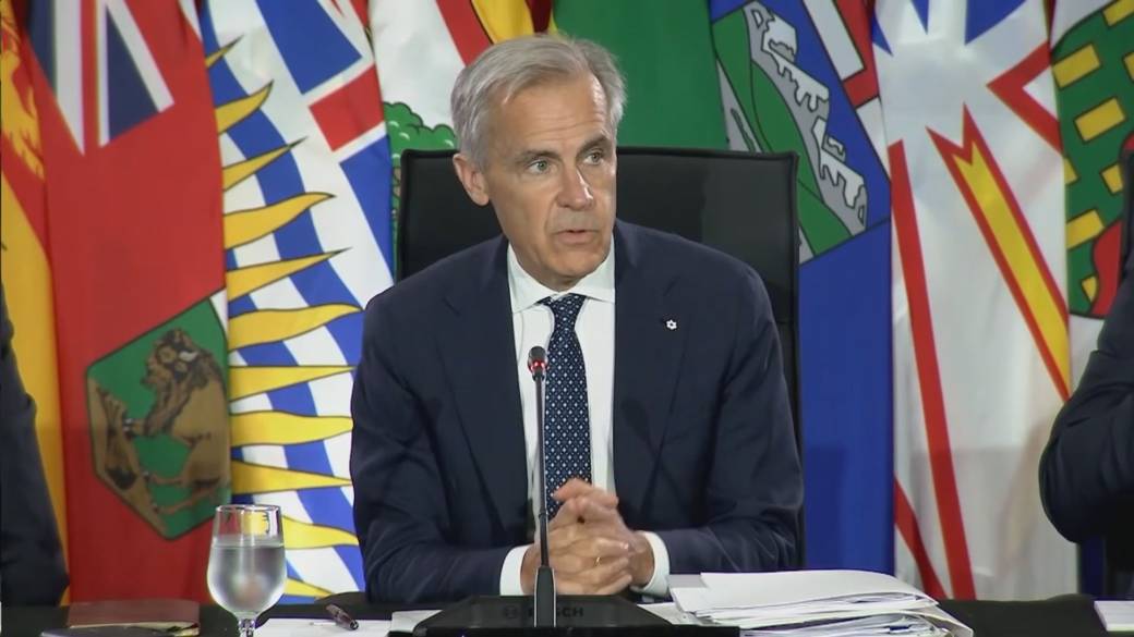 Click to play video: 'Carney says ‘Canada has what the world wants’ amid new U.S. trade actions'