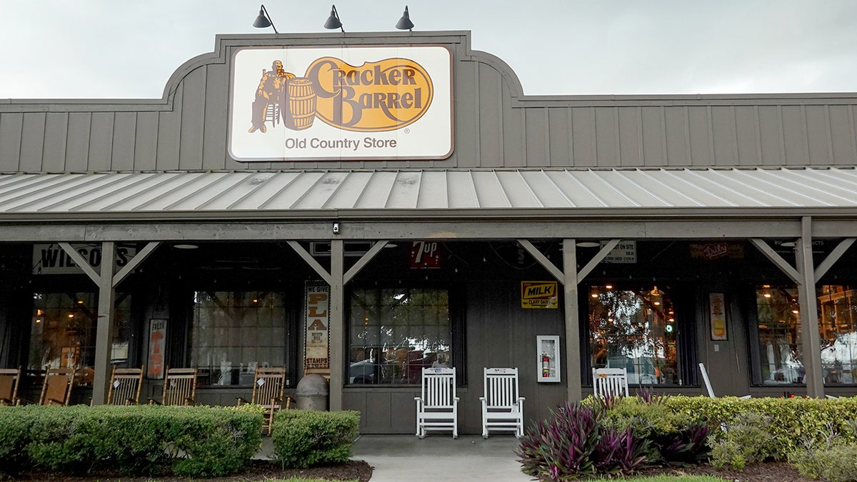 The exterior of a Cracker Barrel Old Country Store restaurant in Florida City, Florida.