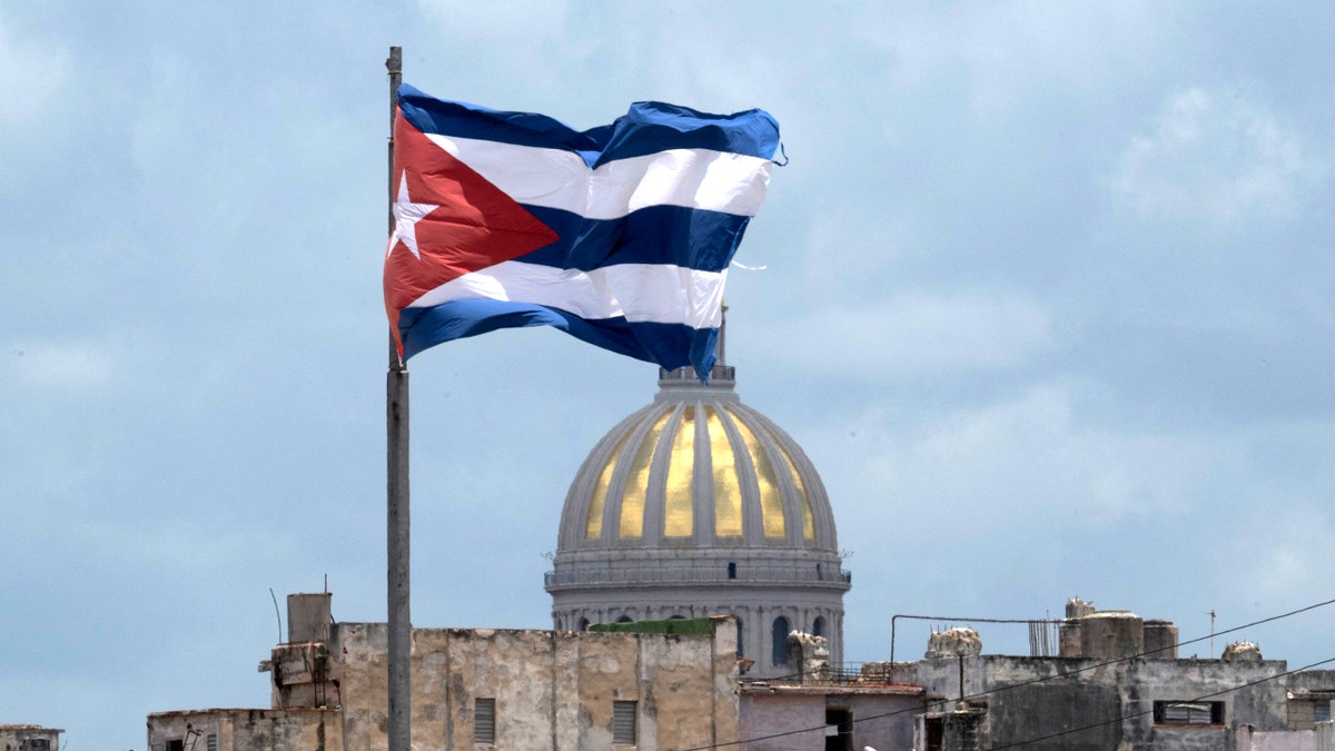 Cuba flag and capitol