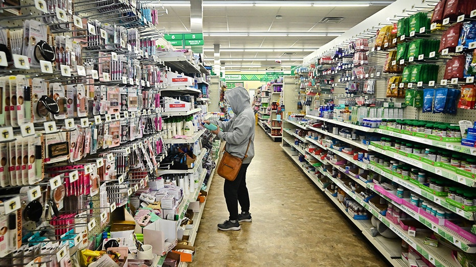 A woman shop for items at a Dollar Tree store