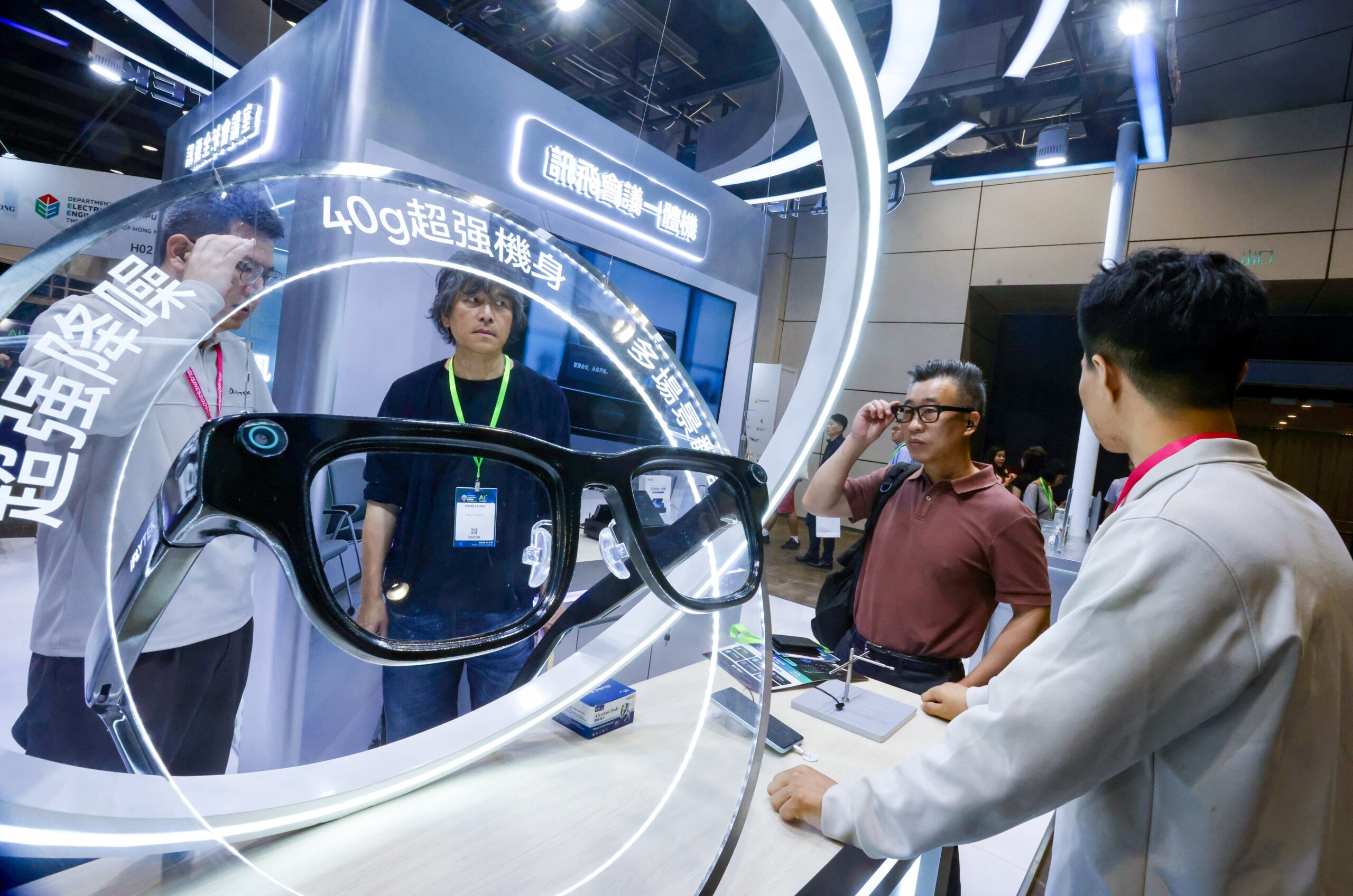 Visitors try out products at AI+ Power 2026, Hong Kong’s largest artificial intelligence expo and conference. Photo: Jonathan Wong