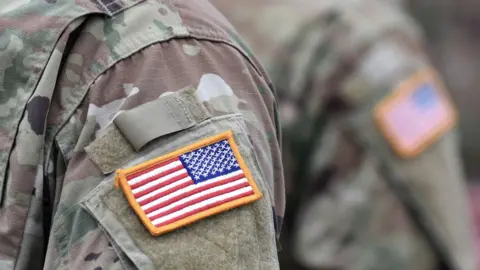Getty Images A USA patch flag on the US military uniform