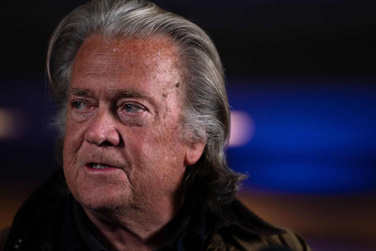 Steve Bannon, Donald Trump's former White House strategist, holds a press conference after his release from prison, at the Loews Regency Hotel on October 29, 2024 in New York City.