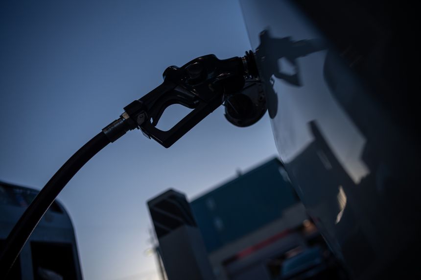 A fuel nozzle at a gas station in San Francisco.