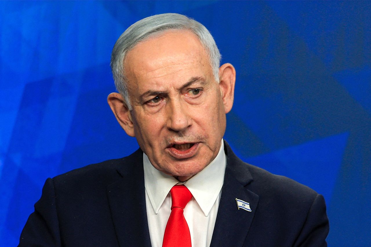Israel's Prime Minister Benjamin Netanyahu attends a news conference in Jerusalem on June 15.