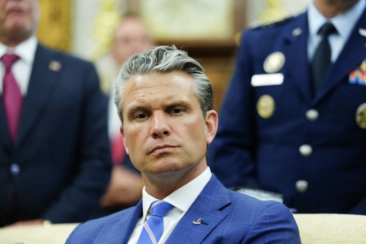 US Defense Secretary Pete Hegseth attends a meeting in the Oval Office of the White House in Washington, DC, on June 24.