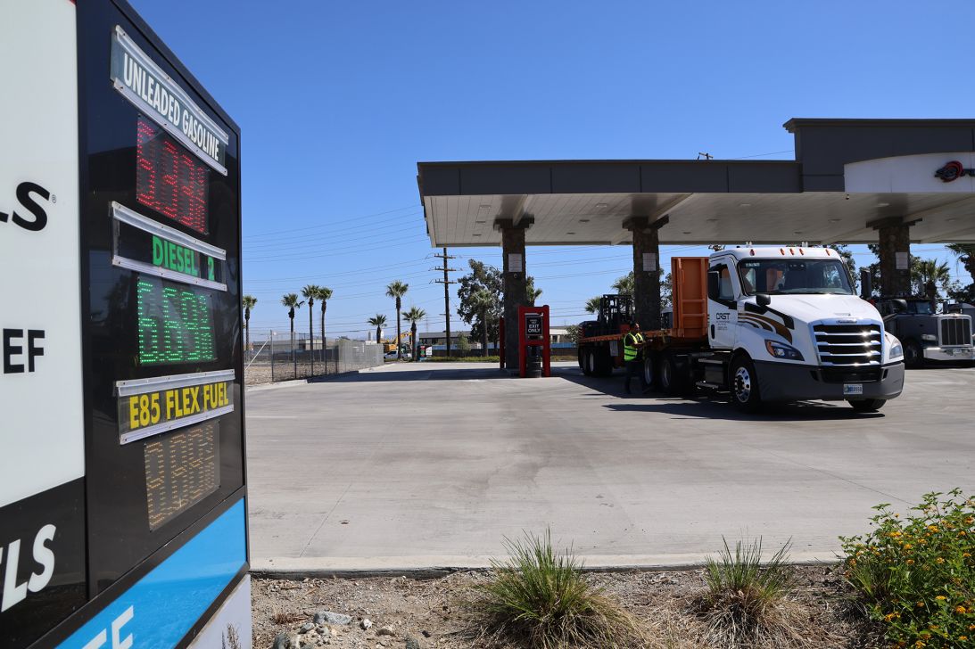 Gasoline and diesel prices are displayed at a gas station in Monrovia, California, on July 16, 2026.