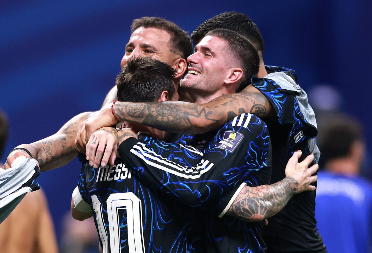 Argentina players celebrate their comeback victory.
