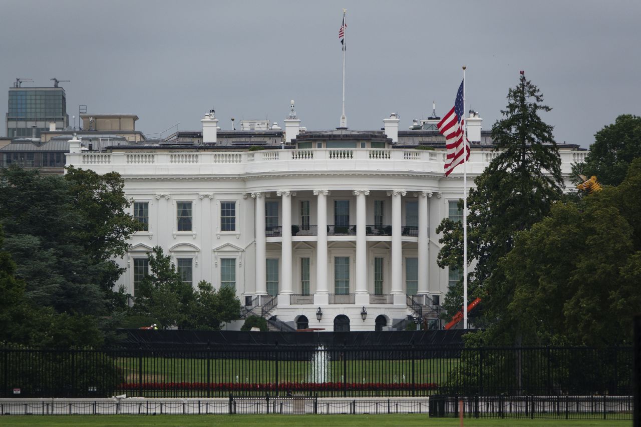 The White House and South Lawn are seen in Washington, DC. on Tuesday.