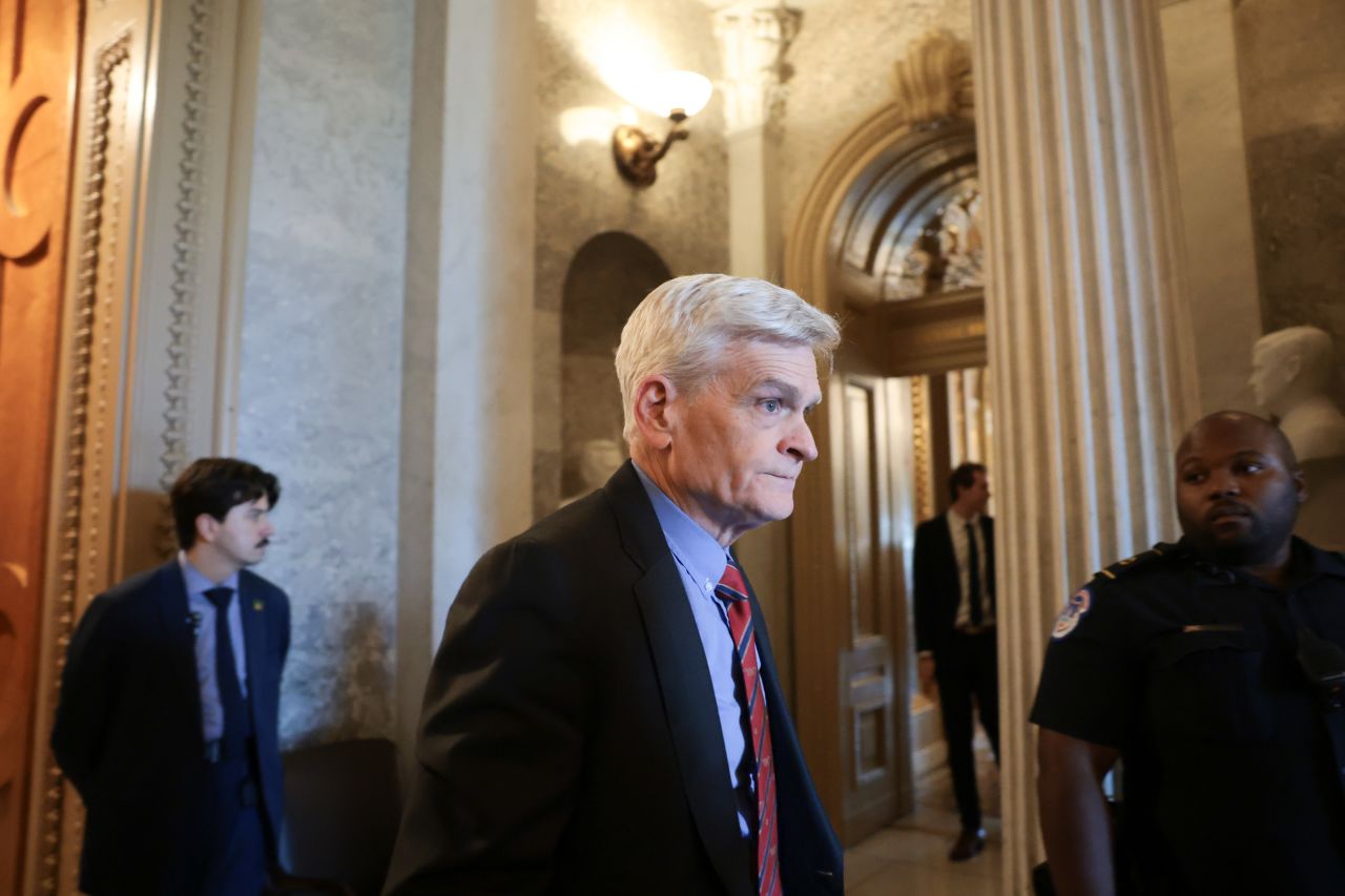 US Senator Bill Cassidy walks out of the Senate Chambers during a vote in the US Capitol Building on July 20 in Washington, DC.