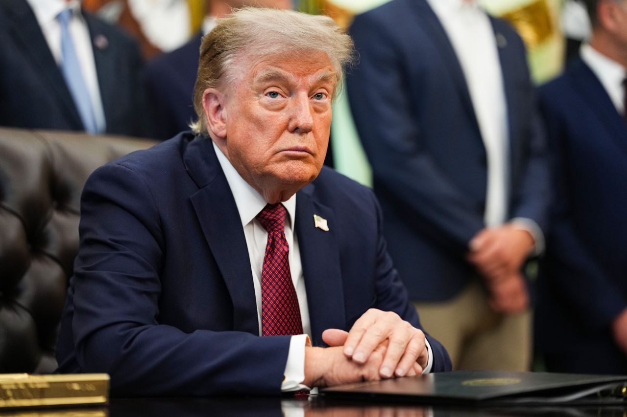 US President Donald Trump speaks at the White House on July 24.