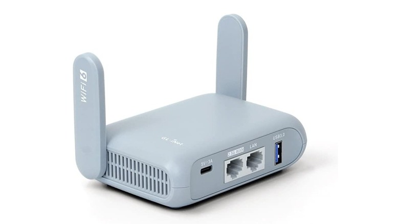 The GL.iNet GL-MT3000 travel router on a white background.