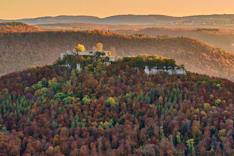 Hike to castle ruins, then hit the thermal baths in Bad Urach, Germany.