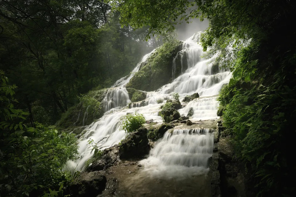 Hike to waterfalls in Bad Urach, Germany.