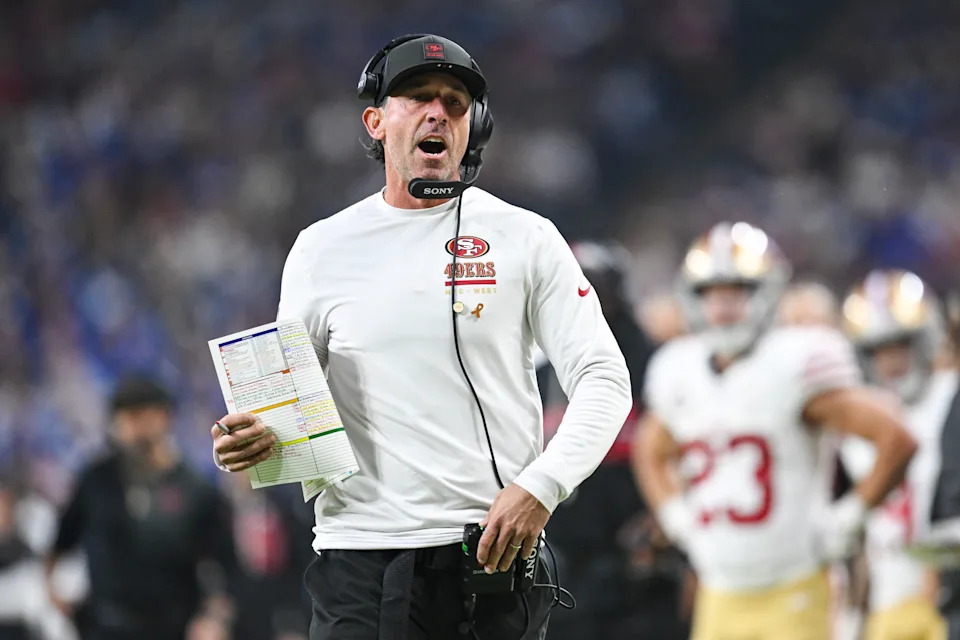 San Francisco 49ers head coach Kyle Shanahan guided his team to 12 wins despite numerous injuries. (Photo by Michael Allio/Icon Sportswire via Getty Images)