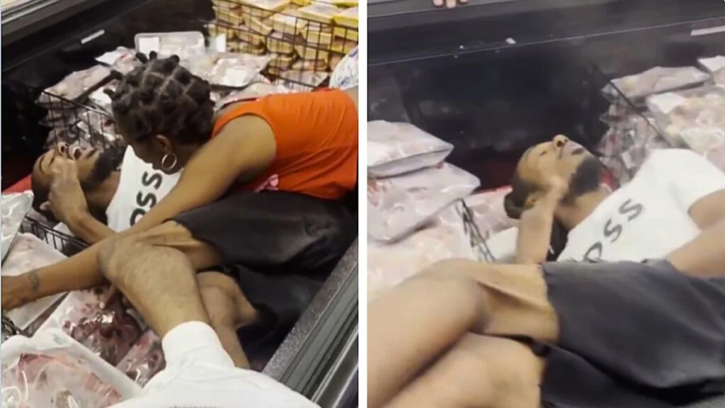 ‘Get Off Somebody’s Food’: Viral Video of People Climbing Into Grocery Store Meat Cooler Sparks Food Safety Concerns ‘Get Off Somebody’s Food’: Viral Video of People Climbing Into Grocery Store Meat Cooler Sparks Food Safety Concerns