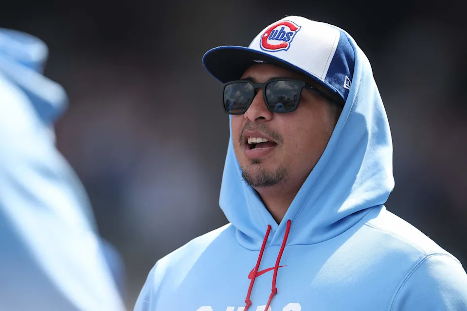 CHICAGO, ILLINOIS - APRIL 17: Daniel Palencia #48 of the Chicago Cubs looks on against the New York Mets at Wrigley Field on April 17, 2026 in Chicago, Illinois. (Photo by Michael Reaves/Getty Images)