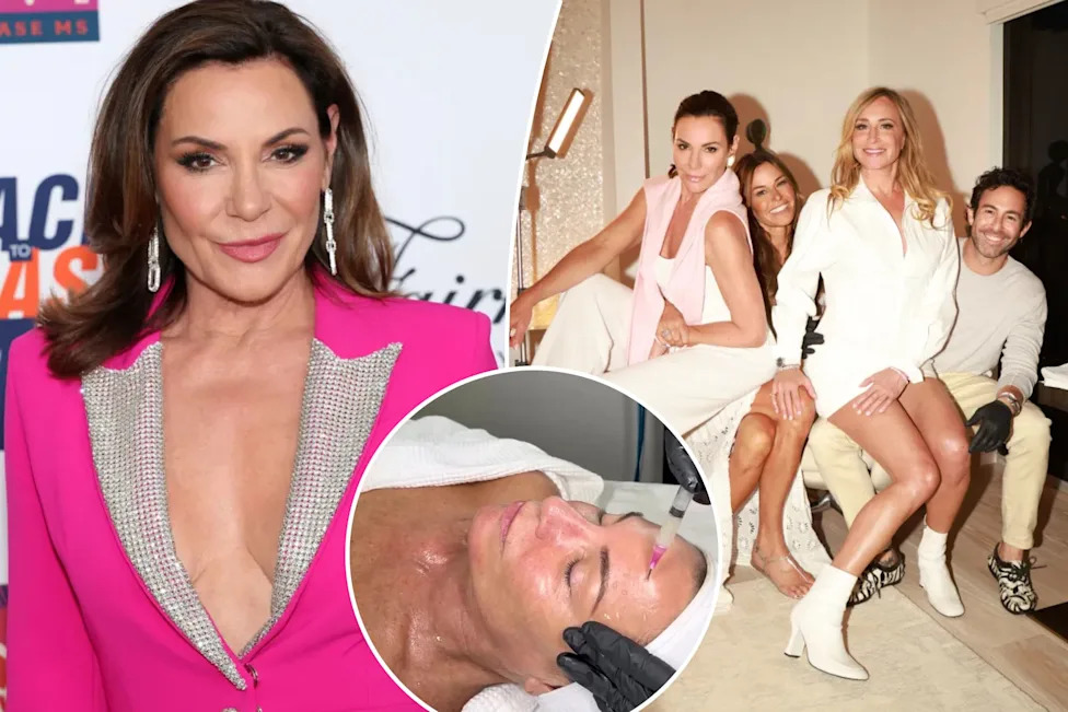 An image collage containing 3 images, Image 1 shows LuAnn de Lesseps attending the 33rd Annual Race To Erase MS Gala, Image 2 shows Luann de Lesseps and two women pose with a smiling man wearing a black glove, next to a table with syringes, Image 3 shows A woman receiving a