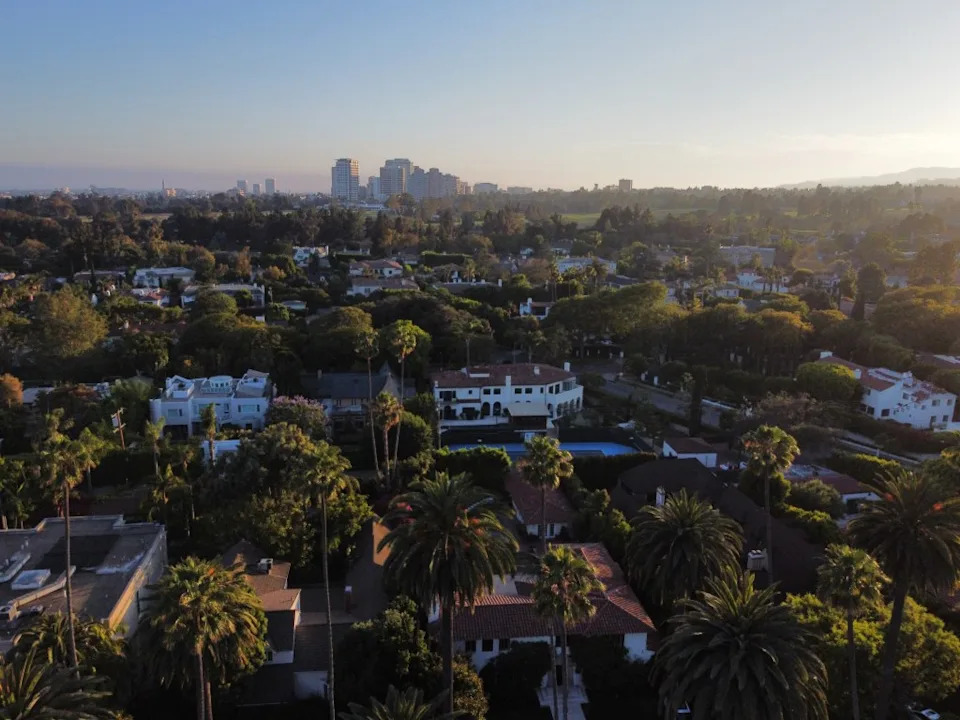 Aerial view of a residential area in Beverly Hills, California. Getty Images