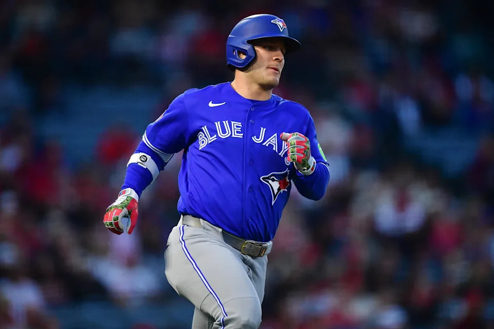 Toronto Blue Jays outfielder Daulton Varsho. Credit: Gary A. Vasquez-Imagn Images.