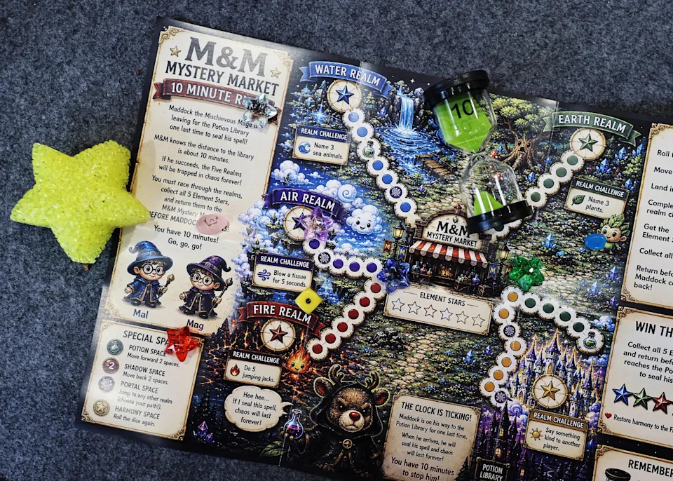 A close-up of the Element Rush board game.