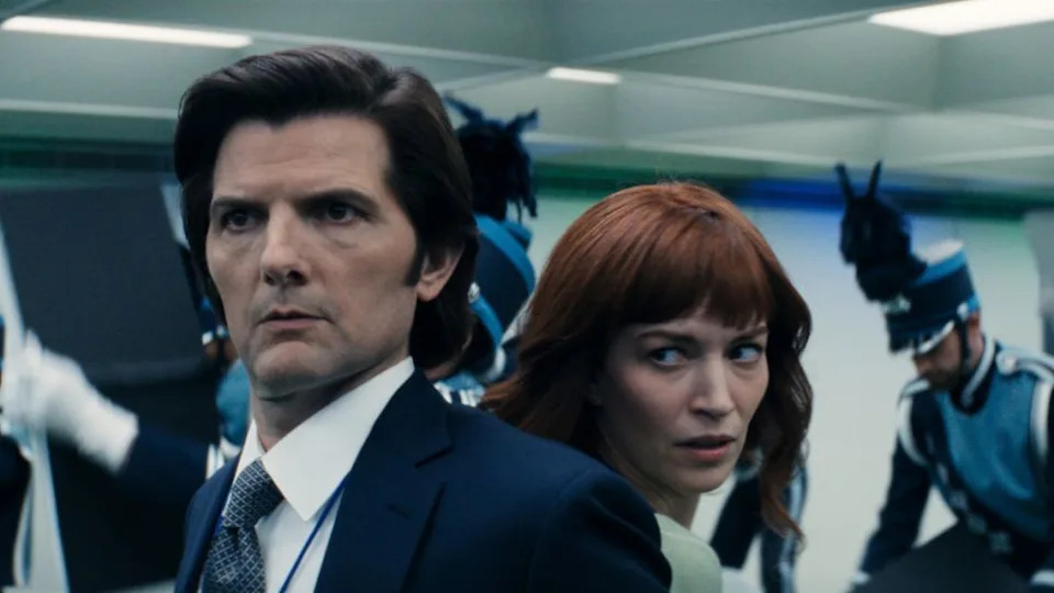 Adam Scott and Britt Lower in "Severance" (Apple TV)