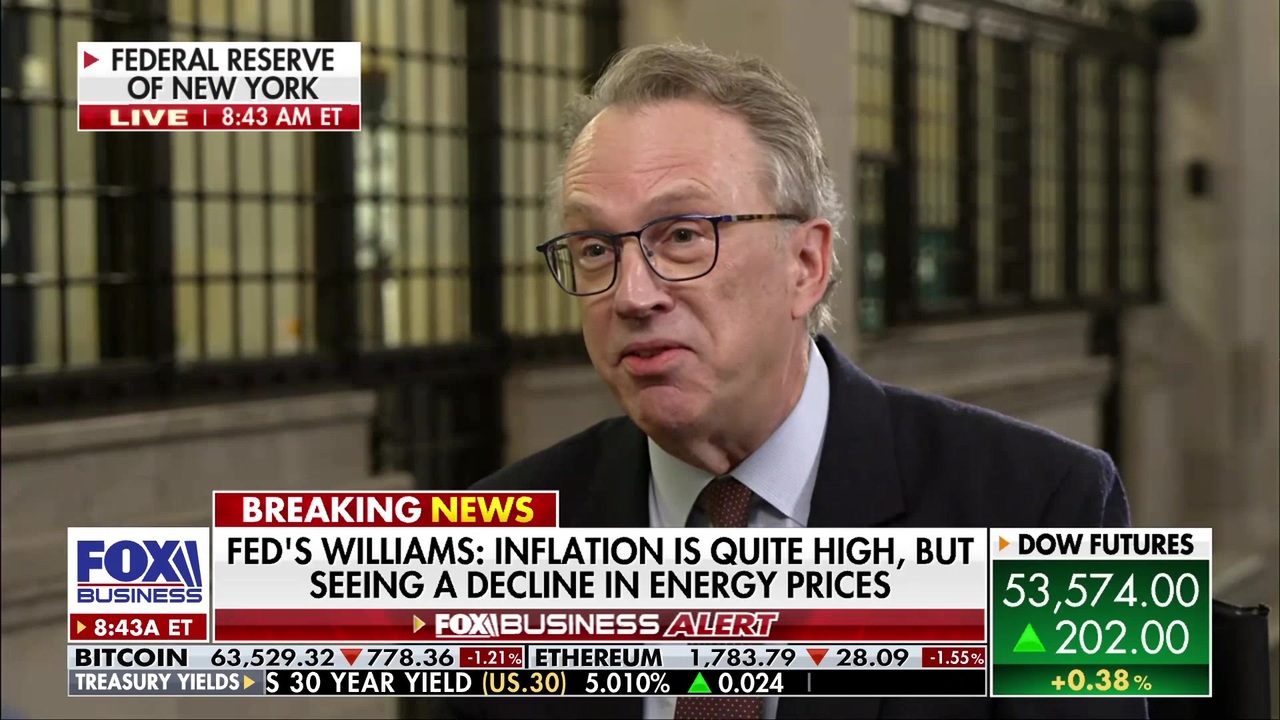 New York Fed President John Williams speaks live from the Federal Reserve, offering insights on the economy's steady growth and stable labor market.