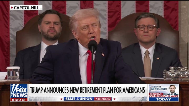 Trump touts new retirement plan, blasts Dems on economy, affordability debate at State of the Union