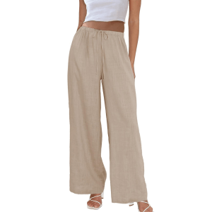 Duyang Womens Cotton Linen Palazzo Pants