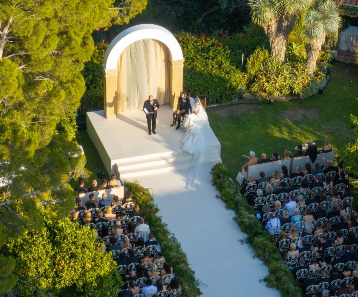 Matty Healy and Gabriette at the altar for their wedding in Los Angeles