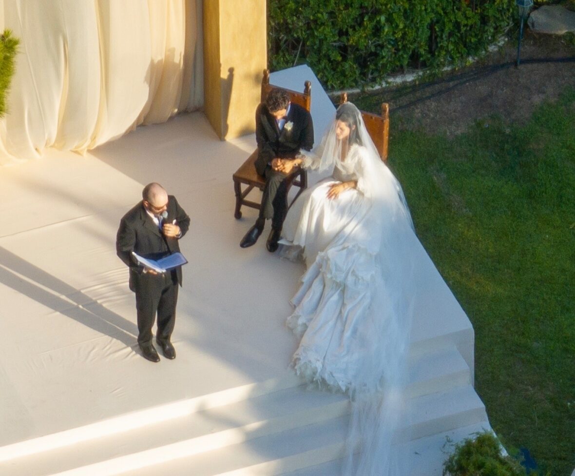Matty Healy and Gabriette at the altar for their wedding in Los Angeles